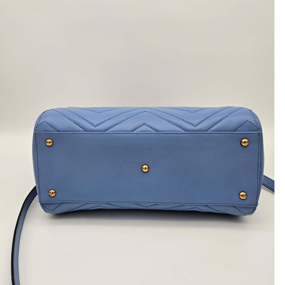 Authentic Gucci GG Marmont Blue Leather #4350M - Picture 7 of 10